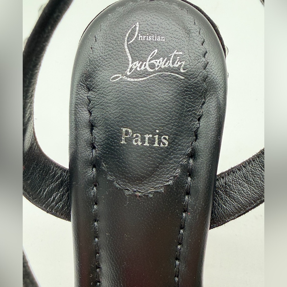 Christian Louboutin Movida Jane Crystal-Embellished Suede Platform Sandal EU37.5 - Picture 8 of 14